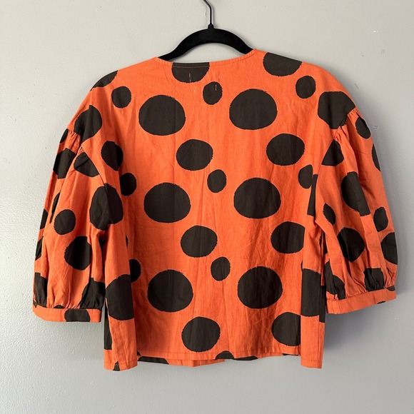 Native‎ Youth Orange + Black Spotted Bubble Sleeve Oversized Top SMALL - Picture 4 of 7